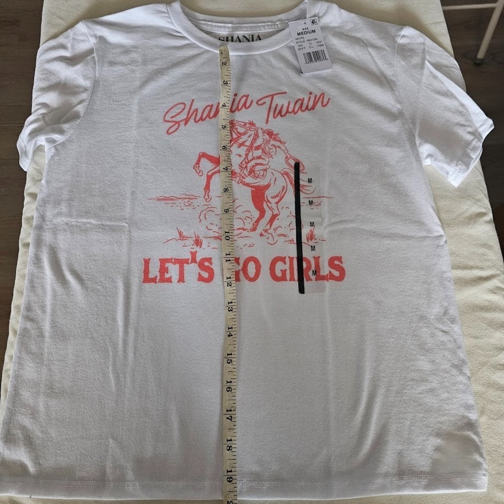 Shania Twain Lets Go‎ Girls Graphic T-Shirt White Red Western Medium 2023